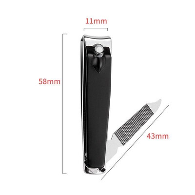 3 veličine grickalica za nokte od nehrđajućeg čelika, crna škarica za nokte protiv prskanja, nož za manikuru s turpijama, prijenosni alat za manikuru