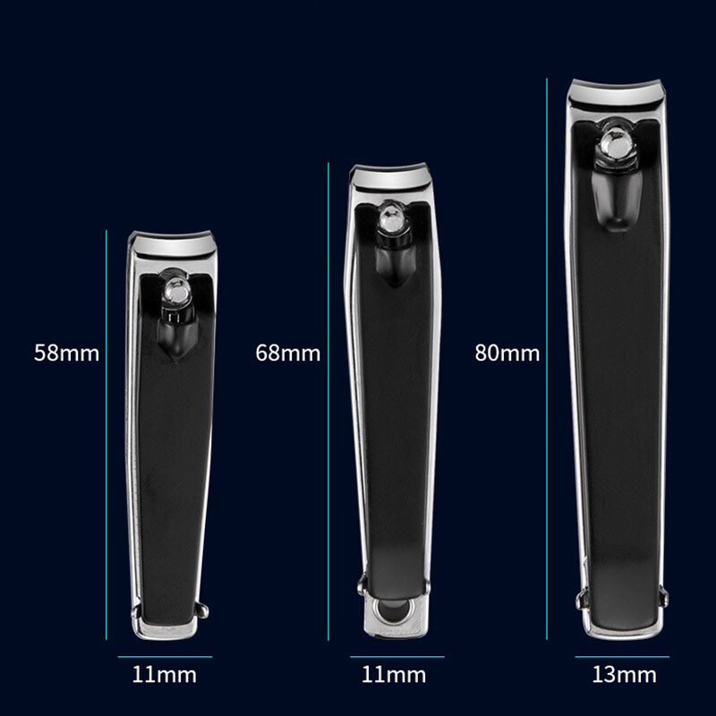 3 veličine grickalica za nokte od nehrđajućeg čelika, crna škarica za nokte protiv prskanja, nož za manikuru s turpijama, prijenosni alat za manikuru