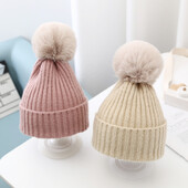 Πλεκτό καπέλο μωρού Big Pompom Χειμερινό Νεογέννητο Βρέφος Ζεστό καπέλο Beanie μονόχρωμο νήπιο κορίτσι Αγόρι Χαριτωμένα καπέλα για κόμμπολ Καπό