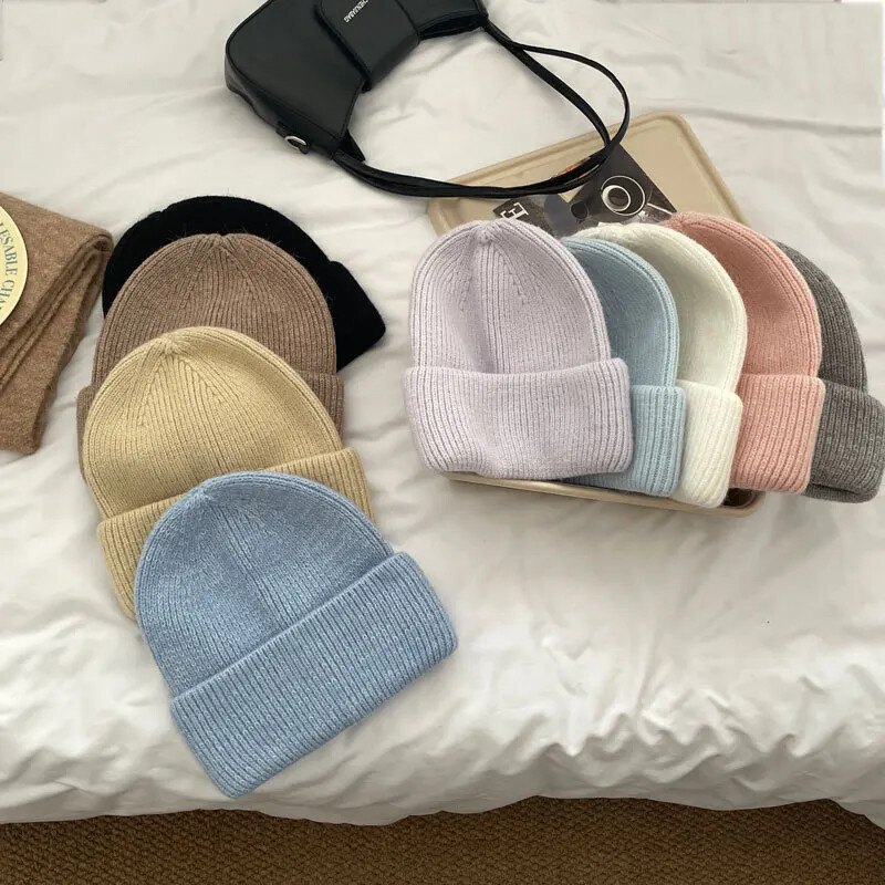 Χειμερινά ζεστά καπέλα πουλόβερ από ανγκόρα Γυναικεία κορίτσια Μαλακή γούνα κουνελιού Beanie χνουδωτά πλεκτά καπέλα Κορεατικά χειμωνιάτικα χειμωνιάτικα ζεστά χιόνια για εξωτερικούς χώρους