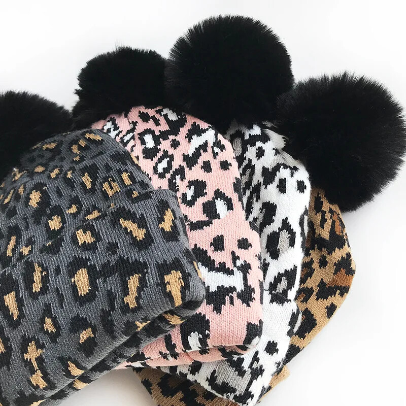 Modna dječja zimska dječja kapa za pletenje s leopard uzorkom 2020. Jesen i zima Nova heklana topla kapa Skullies Kape za dječake i djevojčice Putovanja