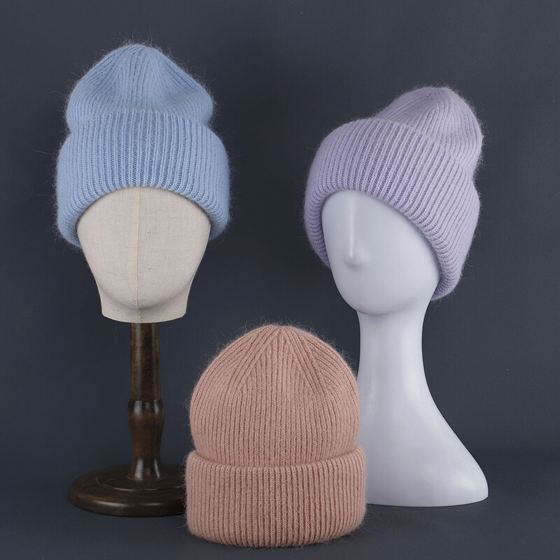 Χειμωνιάτικο ζεστό καπέλο Angora Beanie για γυναίκες κορίτσια με γούνα κουνελιού Χνουδωτά πλεκτά καπέλα Earflap Μαλακό ζεστό SKI Snow outdoor Skullies