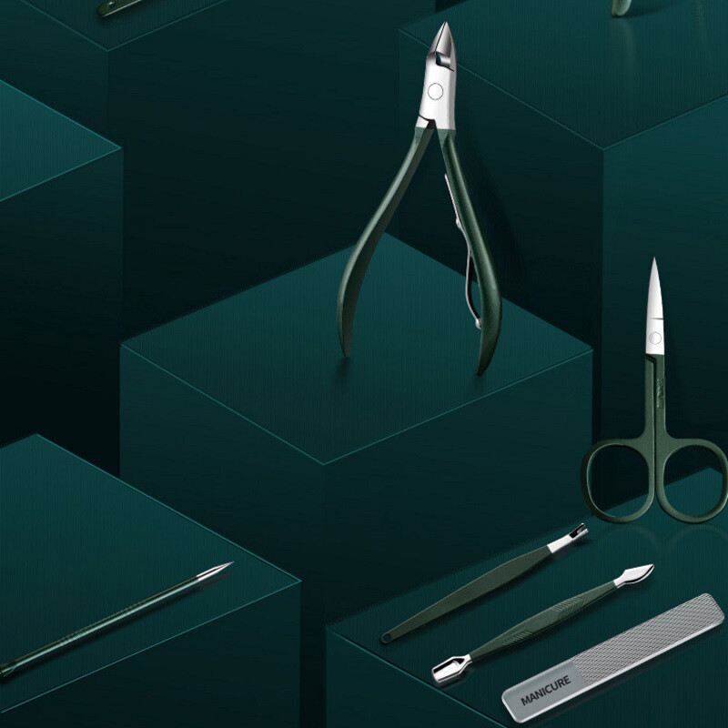 18vnt/rinkinys Nagų kirpimo rinkinys nerūdijančio plieno nagų kirpimo mašinėlių rinkinys su sulankstomu maišeliu Manikiūro rinkiniai Žirklės makiažo grožio priemonė