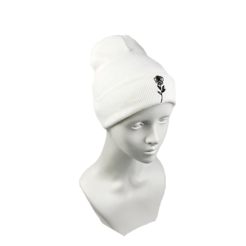 Υψηλής ποιότητας Cotton Beanies Καπέλα Gothic Street Punk Ζεστά πλεκτά καπέλα Χειμερινά καπέλα με ροζ κεντήματα