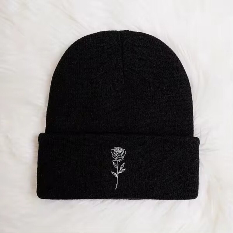 Υψηλής ποιότητας Cotton Beanies Καπέλα Gothic Street Punk Ζεστά πλεκτά καπέλα Χειμερινά καπέλα με ροζ κεντήματα