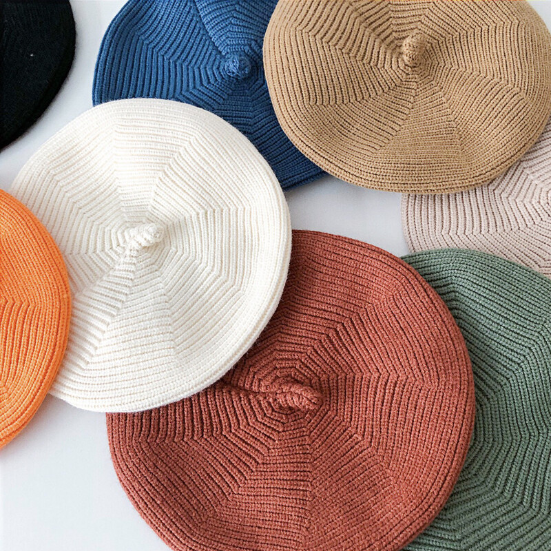 Žieminės beretės Vienspalvės megztos vilnonės kepuraitės kepuraitės šiluminės galvos juostos kepuraitės naujagimių fotografijos rekvizitai vaikams berniukui mergaitei