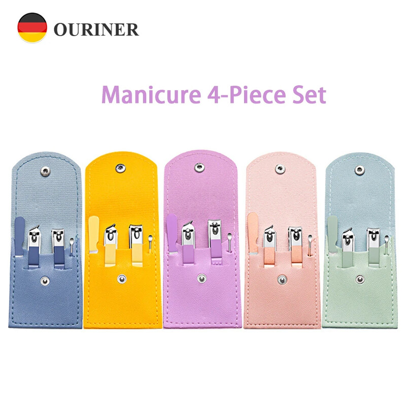 4 τμχ Σετ μανικιούρ Νυχοκόπτη από ανοξείδωτο ατσάλι Φορητό Διαγώνιο Νυχοκόπτη Σετ Μανικιούρ Σετ κουταλιού για αυτιά