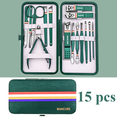 Visokokvalitetni set rezača za nokte od 19 komada Set škarica za nokte od nehrđajućeg čelika sa sklopivom torbom Setovi za manikuru Škare Šminka Alat za uljepšavanje