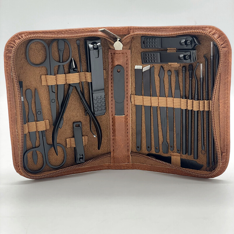 Σετ μανικιούρ 25 ΣΕ 1 Σετ χρώματος αντίθεσης Νυχοκόπτες Κιτ εργαλείων κοπής από ανοξείδωτο ατσάλι Θήκη ταξιδιού πεντικιούρ για άνδρα γυναίκα