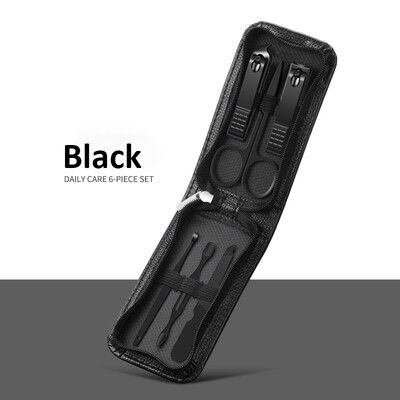 6-kom prijenosni luksuzni setovi za manikuru Kompleti za pedikuru Svijetlo crni set škarica za nokte Alati za osobnu njegu Škare za obrve