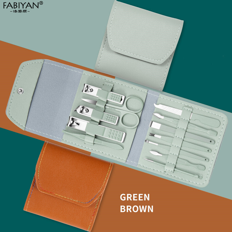 12 vnt. nagų kirpimo mašinėlių manikiūro rinkinys Nagų žirklės odelių žnyplių žirklės pincetai pedikiūro manikiūro įrankių rinkinys su PU odiniu dėklu