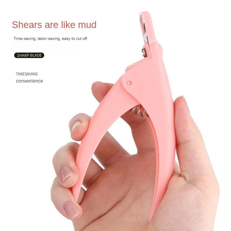 Foarfece franțuzești pentru unghii false în formă de U Dispozitiv de tăiat unghii cu cap profesional din oțel inoxidabil Gel acrilic Dispozitiv de tăiat pentru unghii false franceze