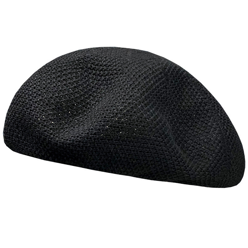 Νέο καλοκαιρινό αναπνεύσιμο γυναικείο καπέλο μπερέ μονόχρωμο Κορεάτικο ευέλικτο ιαπωνικό πρόσωπο με καπέλο μικρού ζωγράφου