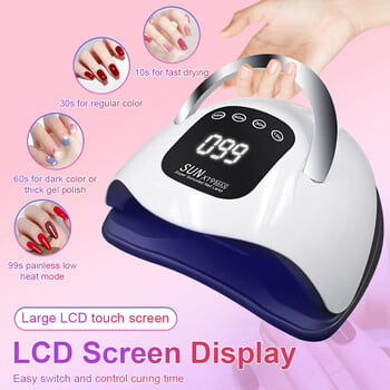 X19 MAX UV LED Λάμπα στεγνώματος νυχιών 320W Professional UV Nail Art Dryer Light for Gel Nails 72 Beads Fast Curing Gel Polish Lamp