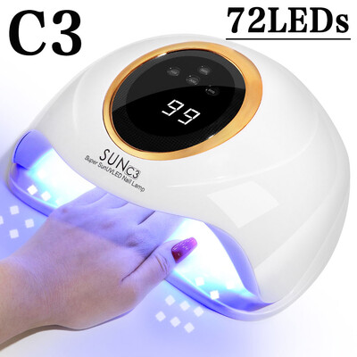 380W 72LEDs Erőteljes körömszárító nagy érintőképernyővel LED körömlámpa minden zselés körömlakk kikeményítéséhez professzionális szárító lámpa