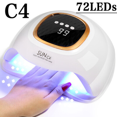 380W 72LEDs Erőteljes körömszárító nagy érintőképernyővel LED körömlámpa minden zselés körömlakk kikeményítéséhez professzionális szárító lámpa