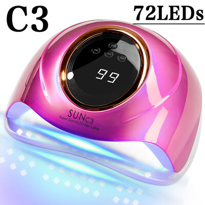 380W 72LEDs Erőteljes körömszárító nagy érintőképernyővel LED körömlámpa minden zselés körömlakk kikeményítéséhez professzionális szárító lámpa