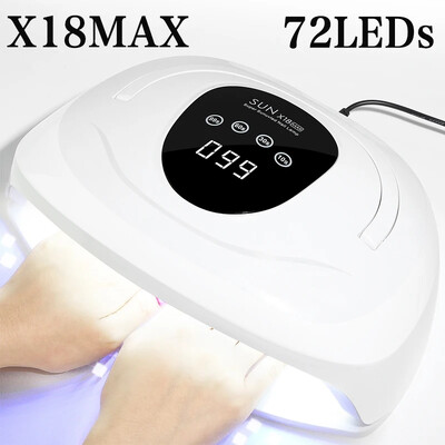 380W 72LEDs Erőteljes körömszárító nagy érintőképernyővel LED körömlámpa minden zselés körömlakk kikeményítéséhez professzionális szárító lámpa