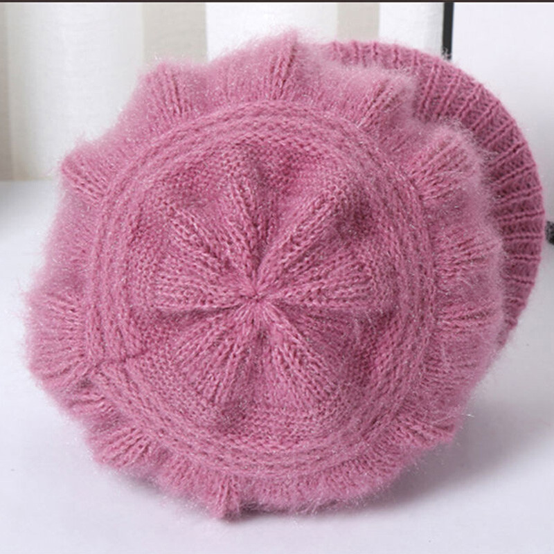 Γυναικείο χειμερινό καπέλο με φαρδύ γείσο Keep Warm Cap Μαλακά πλεκτά γούνινα ζεστά καπέλα για θηλυκό περιστασιακό καπέλο χειμερινού πλεξίματος από γούνα κουνελιού