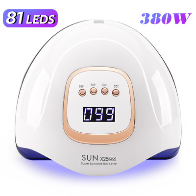 Λάμπα νυχιών 380W UV 81 LED Μηχάνημα στεγνωτήρα νυχιών με οθόνη LCD Λάμπα μανικιούρ που στεγνώνει γρήγορα για ωρίμανση όλων των νυχιών Εργαλεία τζελ νυχιών