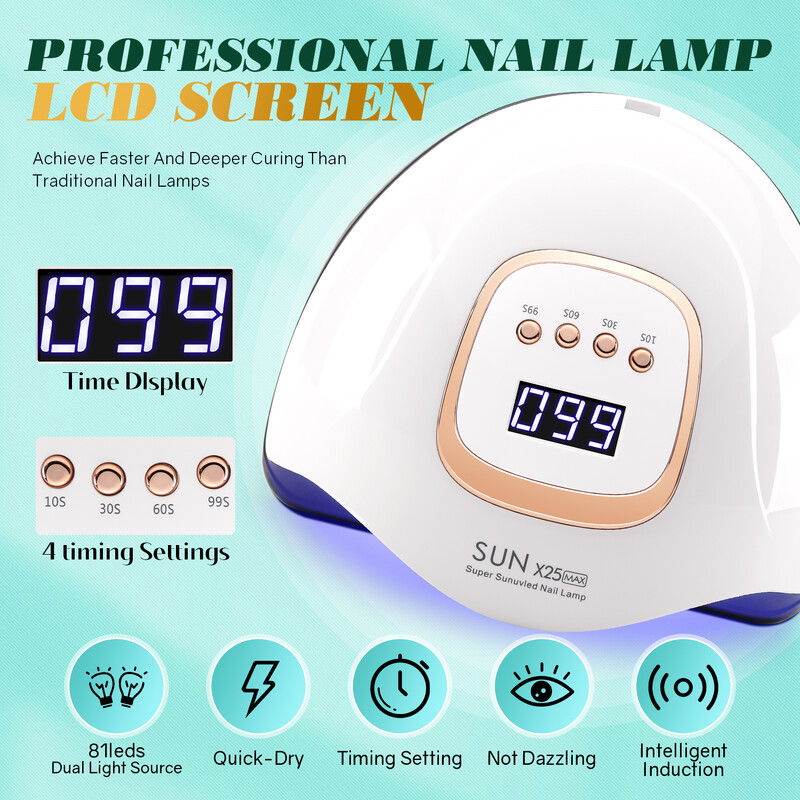 380W UV lampa za nokte 81 LED lampa za sušenje noktiju s LCD zaslonom Lampa za manikuru koja se brzo suši za stvrdnjavanje svih noktiju Gel alati za nail art