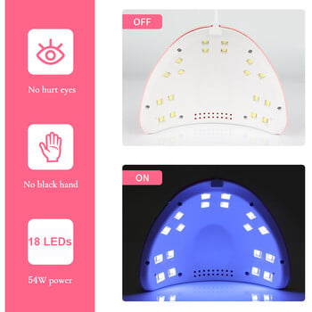 CNHIDS 54W 18 LED Drying Lamp Manicure UV Nail Dryer Curing Gel Βερνίκι νυχιών με USB Smart Timer Sun Light Nail Art Tools