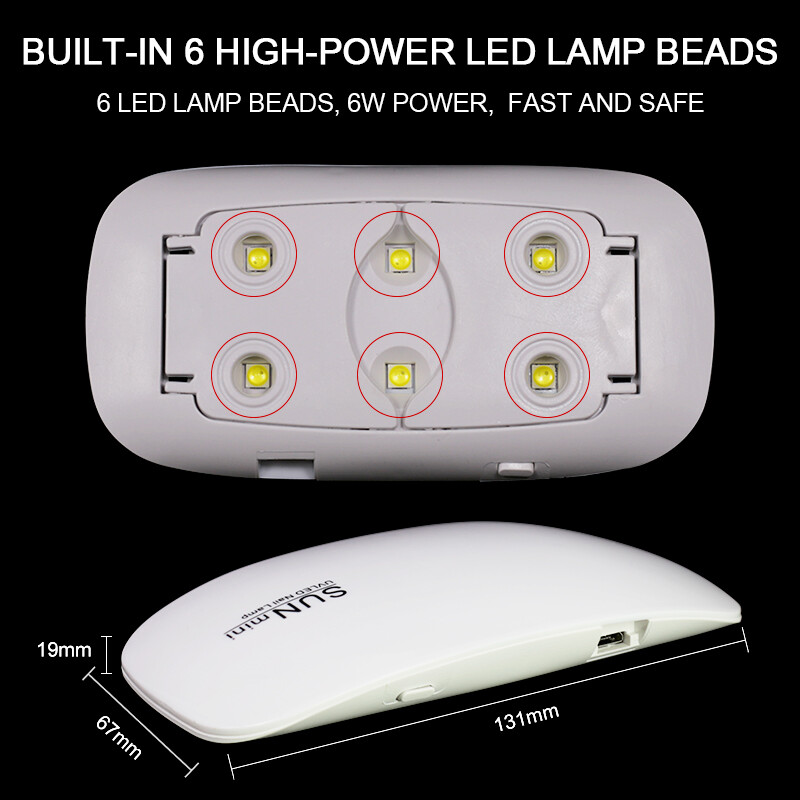 Μίνι λάμπα νυχιών 6W UV LED Φορητό καλώδιο USB Mirco Home Use Lamp UV For Drying Nail Gel Varnish 6 LEDD Dryer Nail Art Tools