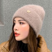 Plišana ženska zimska kapa Jednostavna vjetrootporna zadebljana topla pletena kapa od zečjeg krzna čiste boje Skullies kape