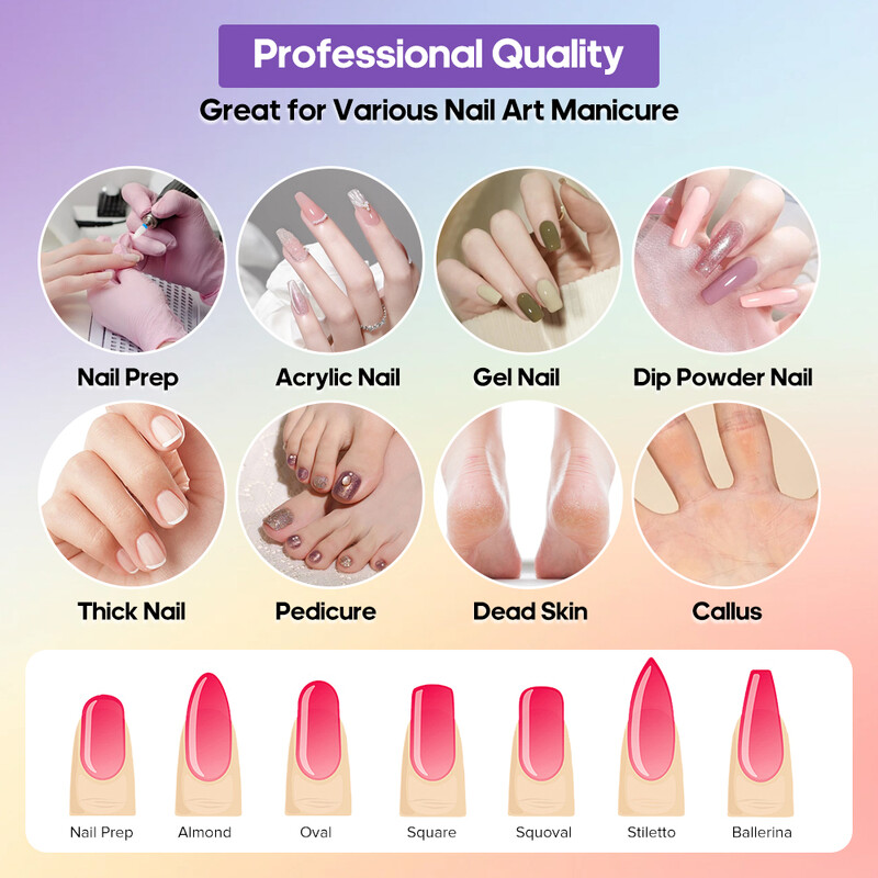 Σετ τρυπάνια νυχιών 10 τεμαχίων, Ηλεκτρική λίμα νυχιών Cuticle 3/32 ιντσών και κεραμικό ακρυλικό τζελ για νύχια για μανικιούρ πεντικιούρ στο σπίτι