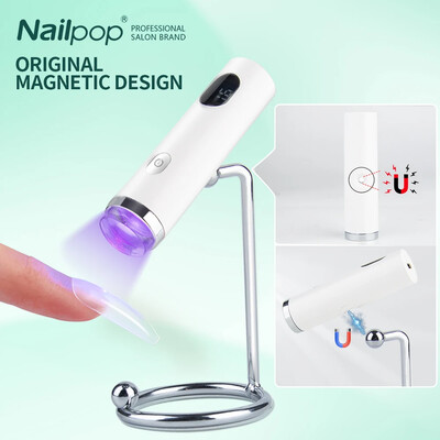 Nailpop UV fény Stanp kézi körömápoló lámpával, hordozható újratölthető körömszárító Gyorsan kötő géllakk ragasztózseléhez