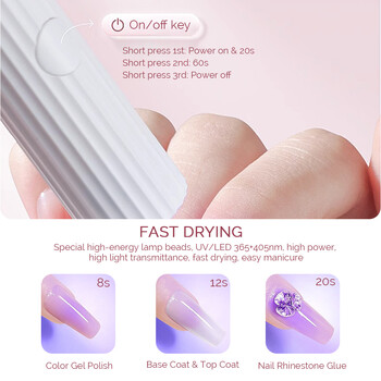 Φορητό Mini UV Λάμπα νυχιών για Gel Polish Quick Dry Flashlight Στυλό USB στεγνωτήριο νυχιών Μηχανή UV LED Nail Lamp for Gel Varnish Tools