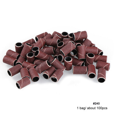 100 τμχ/συσκευασία Ταινίες λείανσης νυχιών 60# 120# 180# 240# Μύτη δακτυλίου λείανσης για αξεσουάρ ηλεκτρικού τρυπανιού Εργαλείο μανικιούρ