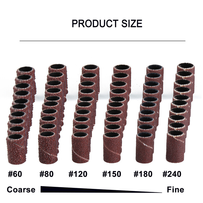 100 τμχ/συσκευασία Ταινίες λείανσης νυχιών 60# 120# 180# 240# Μύτη δακτυλίου λείανσης για αξεσουάρ ηλεκτρικού τρυπανιού Εργαλείο μανικιούρ