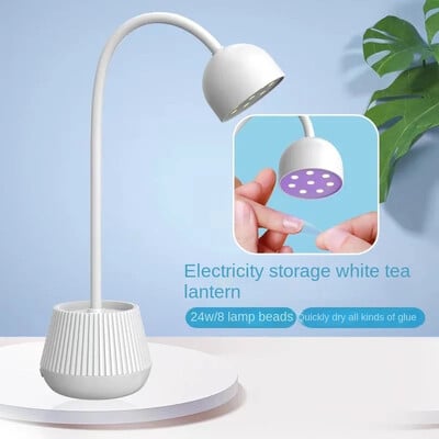Mini LED lampa za nokte 24W Sušilo za nokte Ljepilo za lak za lažne nokte Brzosušeće UV svjetlo Lampa za nokte 360° savitljiva stolna lampa Dizajn