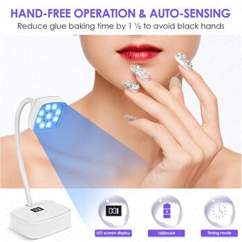 Sunuv Nail Dryer Cordless Flash Cure Λάμπα Led UV Light για Gel Nails, Επαναφορτιζόμενη Mini Sun UV Led λάμπα νυχιών Professional