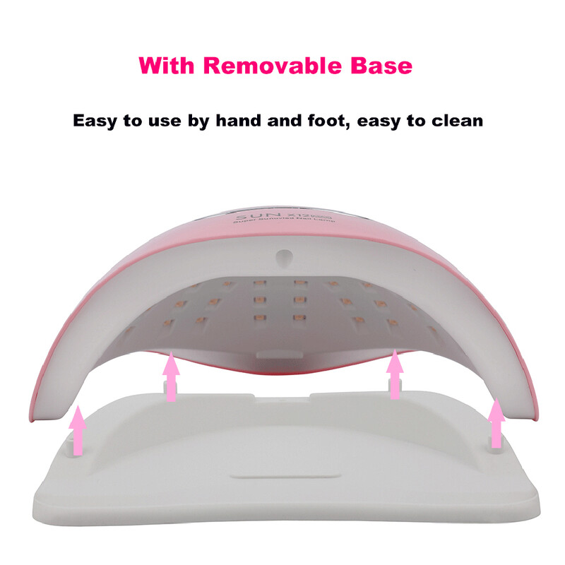 SUNX12 Max 280W nagų lempa rožinė nagų džiovintuvas manikiūrui 66 LED UV šviesa greitai kietėjanti Autosense nagų lempa su pagrindu