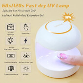 18W nagų džiovintuvas Mini USB UV LED lempa Nail Art White Egg Shape Design 120S greitai džiūstantis kietėjantis šviestuvas gelinio lakavimo manikiūro įrankiams