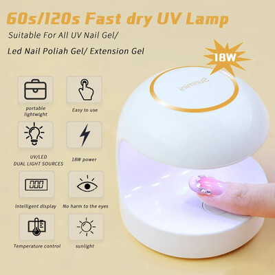 18W Körömszárító Mini USB UV LED lámpa Nail Art White Egg Shape Design 120S Gyorsan száradó kötőfény géllakk manikűr eszközökhöz