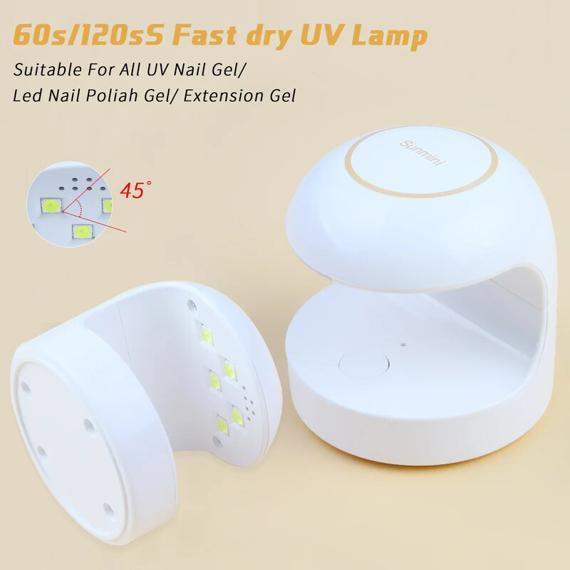 18W nagų džiovintuvas Mini USB UV LED lempa Nail Art White Egg Shape Design 120S greitai džiūstantis kietėjantis šviestuvas gelinio lakavimo manikiūro įrankiams