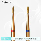 Τρυπάνι καθαρού νυχιού HYTOOS 2mm Short Flame Cuticle Clean, Titanium Russian Diamond Nail Bits Dead Skin Nail Cleaner Accessories