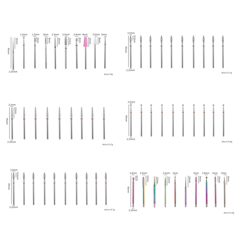 10 kom dijamantnih svrdla za nokte Rotacijska električna glodala za pedikuru Turpije za manikuru Alat za brušenje zanoktica Dodaci