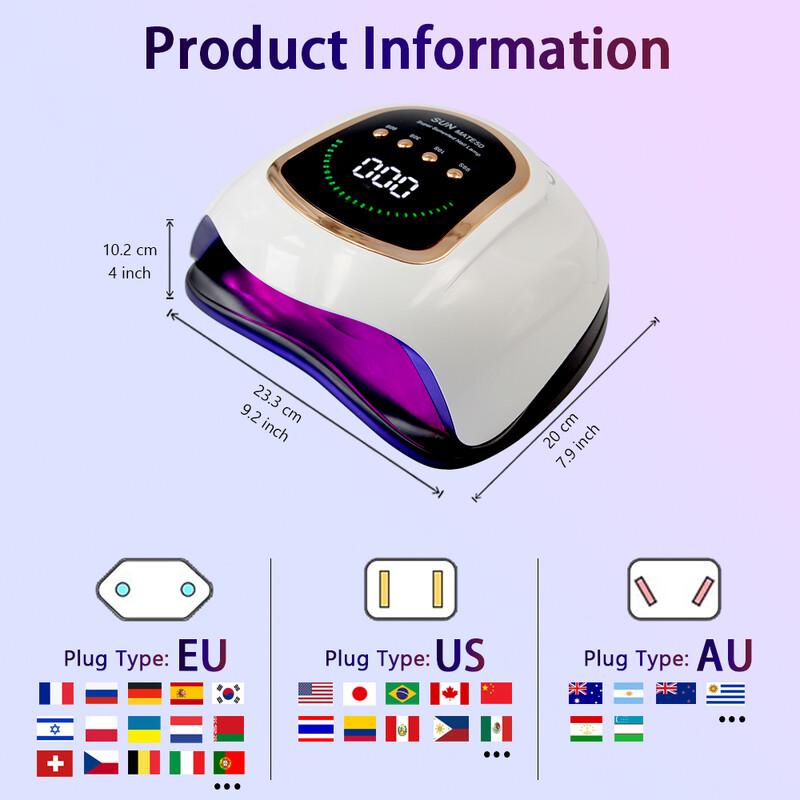 Lampă puternică UV LED pentru unghii pentru întărirea unghiilor toate lacurile cu gel cu ecran mare Echipament profesional pentru unghii Lămpi de uscare pentru manichiură