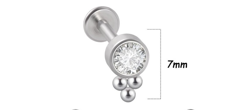 Nova međunarodna šipka za nokte za usne nokte za ušnu kost 16G nokti za piercing od nehrđajućeg čelika s mikro-umetnutim cirkonima vanjskotrgovinski nakit