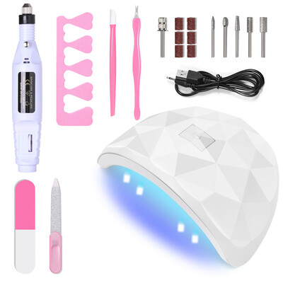 Komplet YIKOOLIN UV LED svjetiljke s električnom bušilicom od 20000 RPM Vilica za mrtvu kožu Dead Skin Push Finger Razdjelnik Nail Art Kit