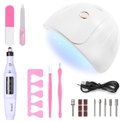Komplet YIKOOLIN UV LED svjetiljke s električnom bušilicom od 20000 RPM Vilica za mrtvu kožu Dead Skin Push Finger Razdjelnik Nail Art Kit