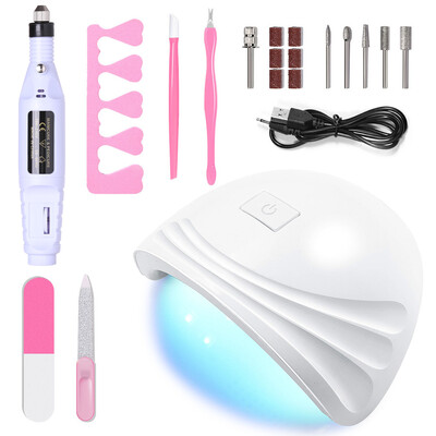 Komplet YIKOOLIN UV LED svjetiljke s električnom bušilicom od 20000 RPM Vilica za mrtvu kožu Dead Skin Push Finger Razdjelnik Nail Art Kit