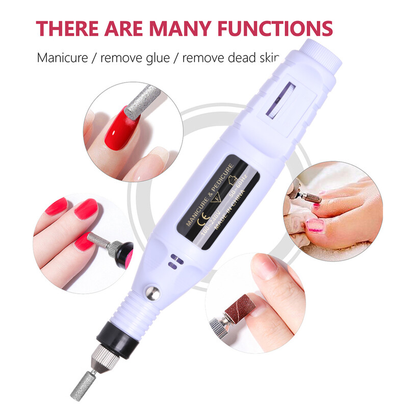 Komplet YIKOOLIN UV LED svjetiljke s električnom bušilicom od 20000 RPM Vilica za mrtvu kožu Dead Skin Push Finger Razdjelnik Nail Art Kit