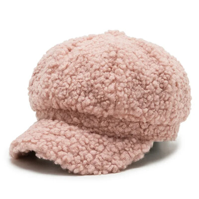 Őszi és téli báránygyapjú meleg nyolcszögletű kalapok Divatművész sapkák tömör fehér páros Beret Gorros Invierno Mujer Chapeau Femme