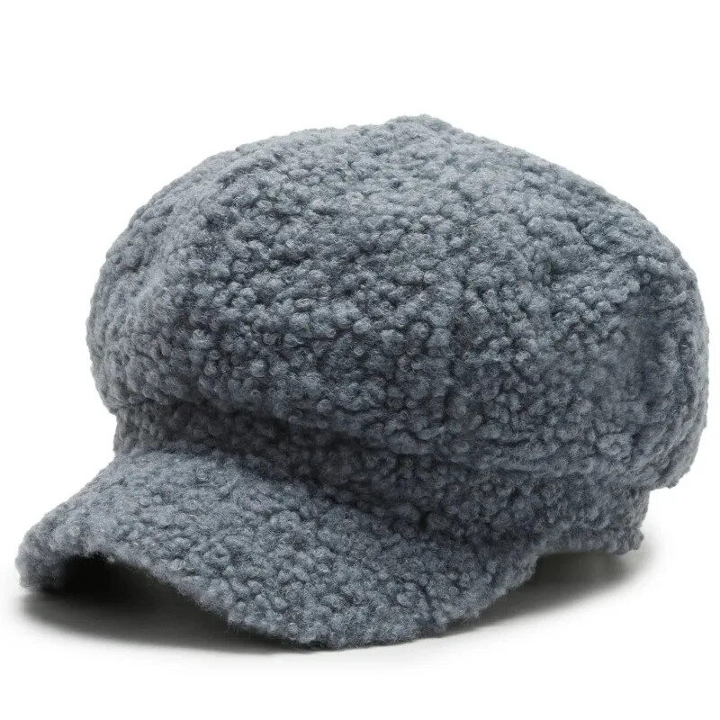 Toamnă și iarnă Lână de miel Pălării octogonale calde Pălării de artist de modă Beretă pereche albă solidă Gorros Invierno Mujer Chapeau Femme