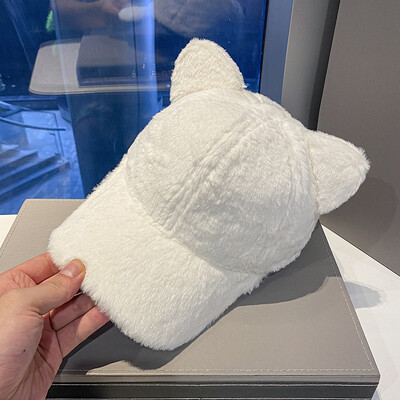 Φθινοπωρινό και Χειμώνα Γυναικεία αυτιά γάτας Καπέλο μπέιζμπολ Λούτρινο καπέλο πάπιας Γλώσσα κινουμένων σχεδίων Καπέλο μόδας Rebound Ρυθμιζόμενο καπέλο αναψυχής